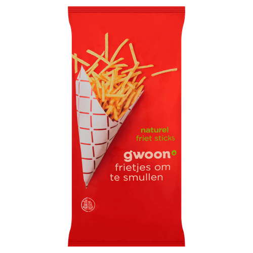 Foto van G'woon Friet sticks naturel op witte achtergrond