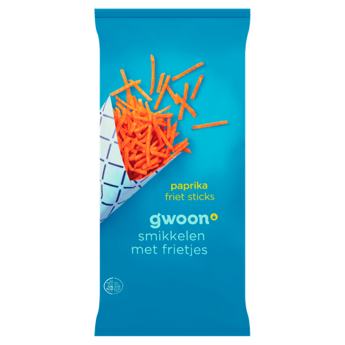 Foto van G'woon Friet sticks paprika op witte achtergrond