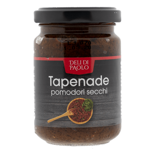 Foto van Deli Di Paolo Tapenade zongedroogde tomaat op witte achtergrond