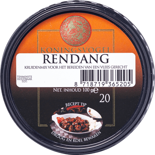 Foto van Koningsvogel Boemboe rendang op witte achtergrond