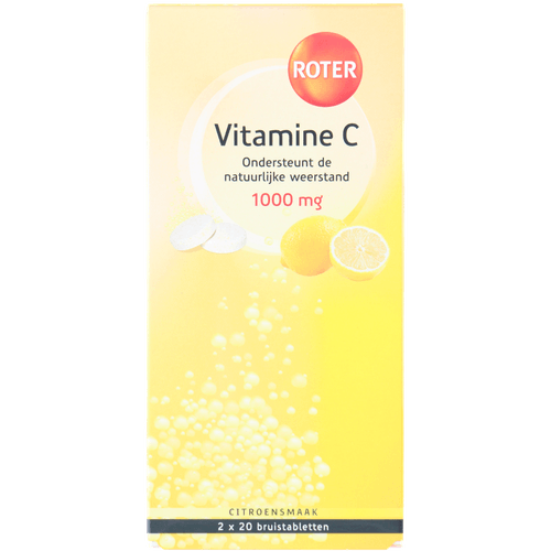 Foto van Roter Vitamine c bruistabletten duopak citroen op witte achtergrond