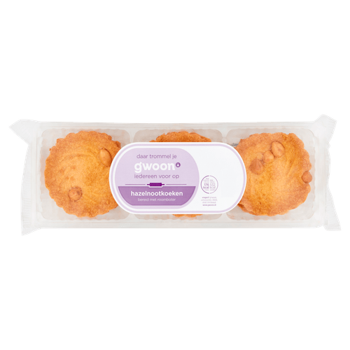 Foto van G'woon Hazelnootkoeken roomboter op witte achtergrond