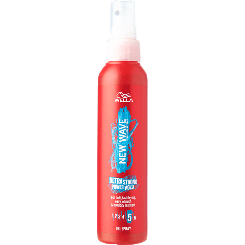 Foto van New Wave Gel Spray ultra strong power hold op witte achtergrond