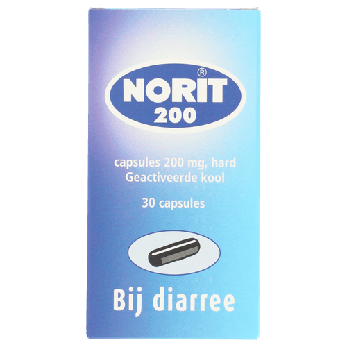 Foto van Norit Capsules 200 mg op witte achtergrond