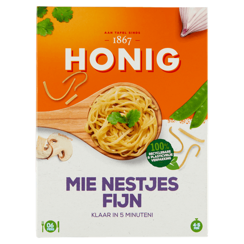 Foto van Honig Fijne mie nestjes op witte achtergrond