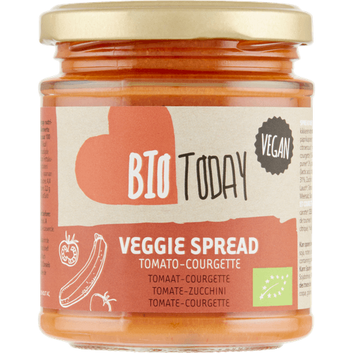 Foto van Bio Today Tomato-courgette spread op witte achtergrond