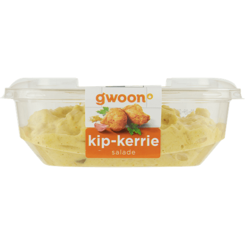 Foto van G'woon Salade kip-kerrie op witte achtergrond