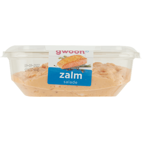 Foto van G'woon Salade zalm op witte achtergrond