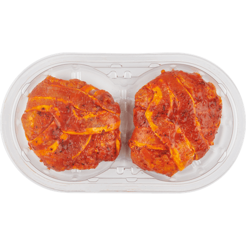 Foto van DekaVers Verse scharrel kipburger gemarineerd op witte achtergrond