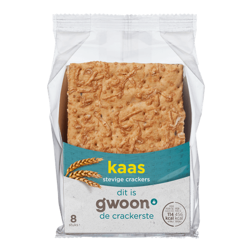 Foto van G'woon Crackers kaas op witte achtergrond
