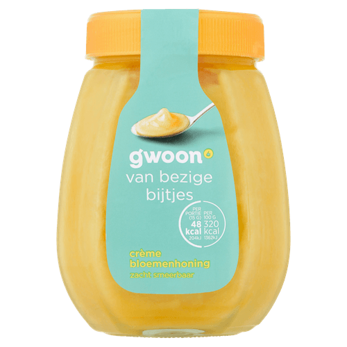 Foto van G'woon Bloemenhoning creme op witte achtergrond