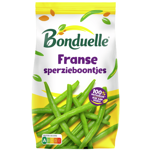 Foto van Bonduelle Franse sperziebonen op witte achtergrond