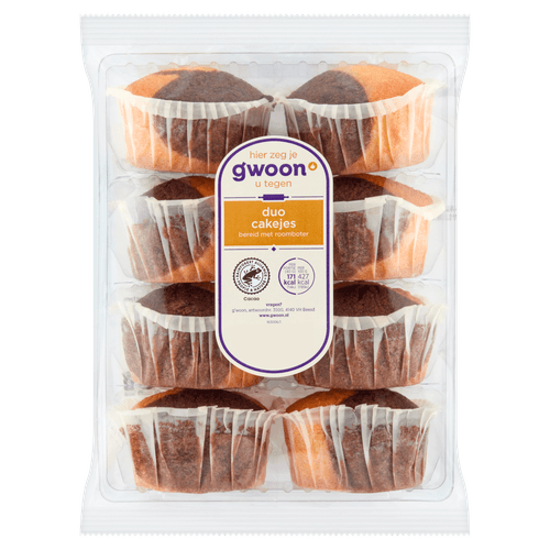 Foto van G'woon Duocakejes roomboter op witte achtergrond