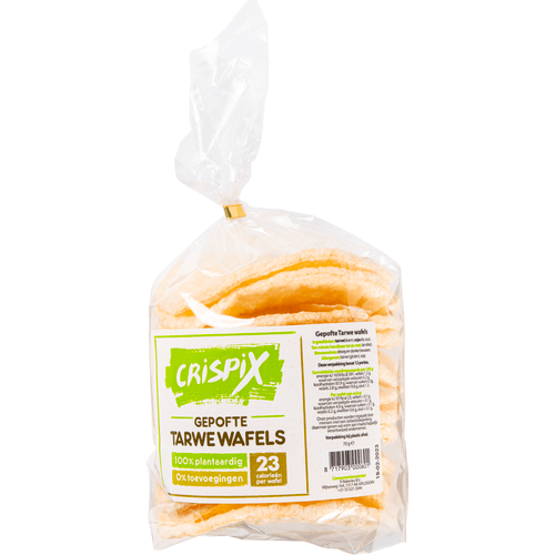 Foto van Crispix Gepofte tarwewafel op witte achtergrond