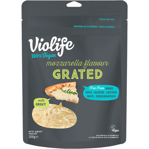 Foto van Violife Mozzarella rasp op witte achtergrond