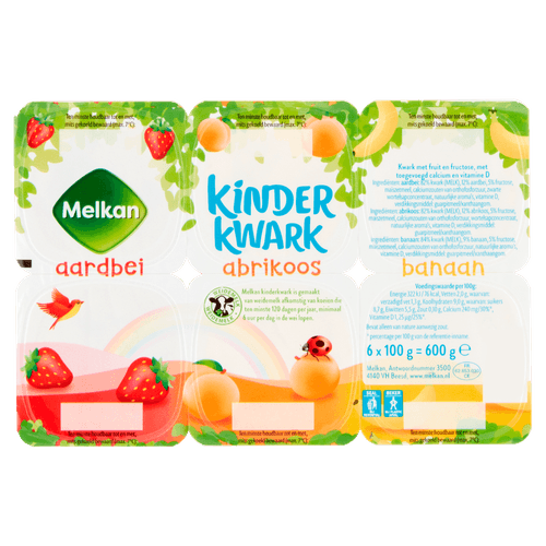 Foto van Melkan Toetiemonster kinderkwark op witte achtergrond