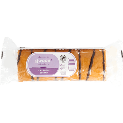 Foto van G'woon Cakerol aardbei op witte achtergrond