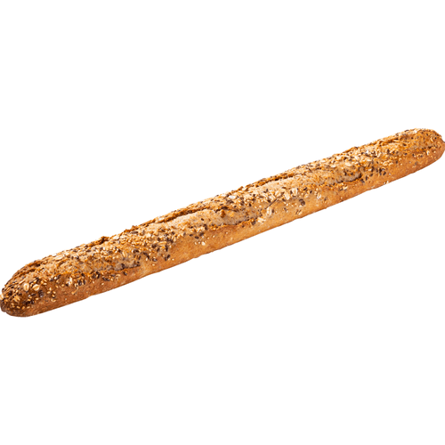 Foto van Stokbrood meerzaden op witte achtergrond