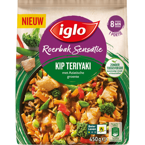 Foto van Iglo Roerbaksensatie kip teriyaki op witte achtergrond