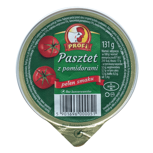 Foto van Profi Pasztet z pomidorami op witte achtergrond