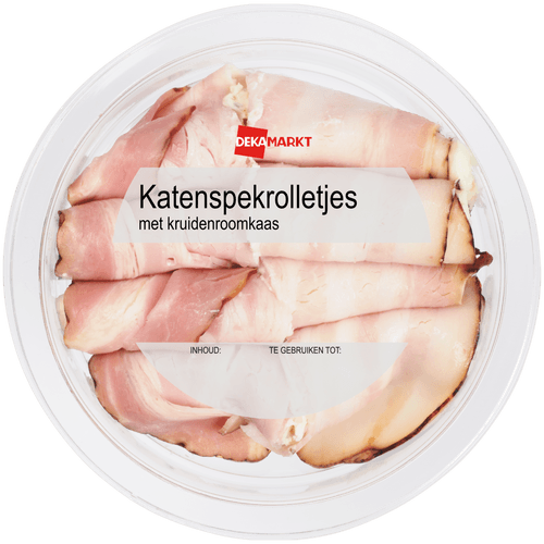 Foto van DekaMarkt Katenspekrolletjes op witte achtergrond