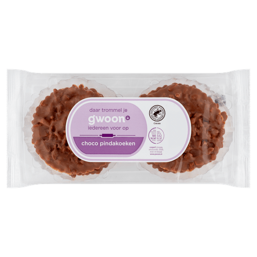 Foto van G'woon Pindakoeken chocolade op witte achtergrond