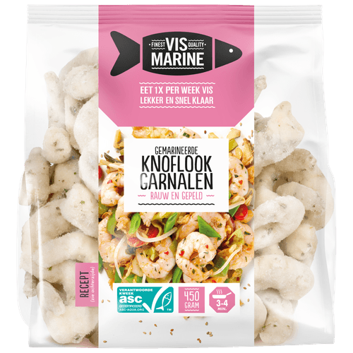 Foto van Vis Marine Garnalen knoflook op witte achtergrond