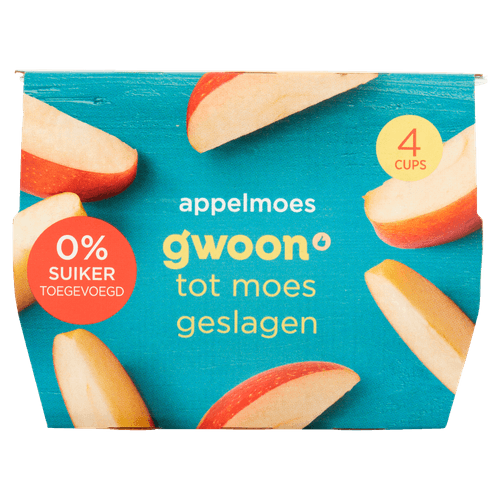 Foto van G'woon Appelmoes 0% suikers op witte achtergrond