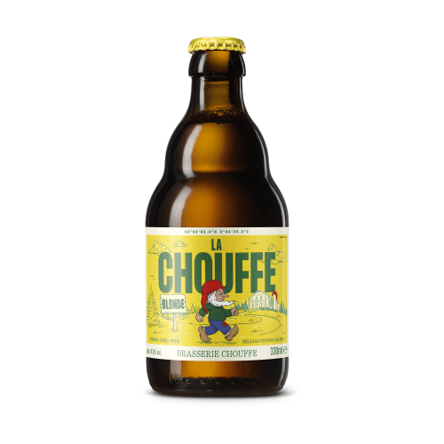 Foto van La Chouffe Blond op witte achtergrond