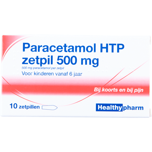 Foto van Healthypharm Paracetamol zetpil 500 mg op witte achtergrond