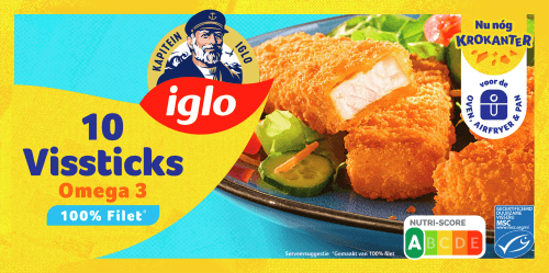 Foto van Iglo Vissticks omega 3 10 stuks op witte achtergrond