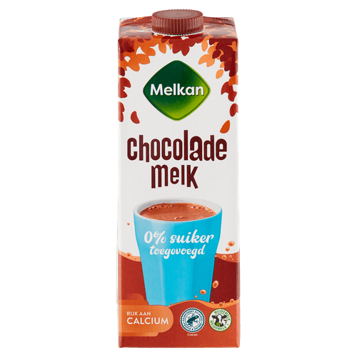 Foto van Melkan Chocolademelk 0% suiker toegevoegd op witte achtergrond