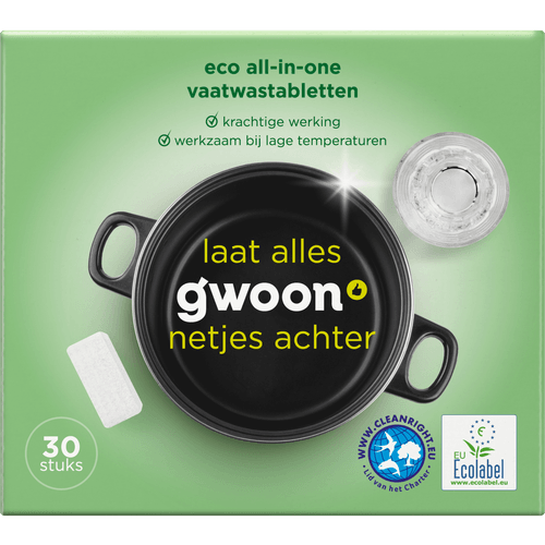 Foto van G'woon Vaatwastabletten eco op witte achtergrond