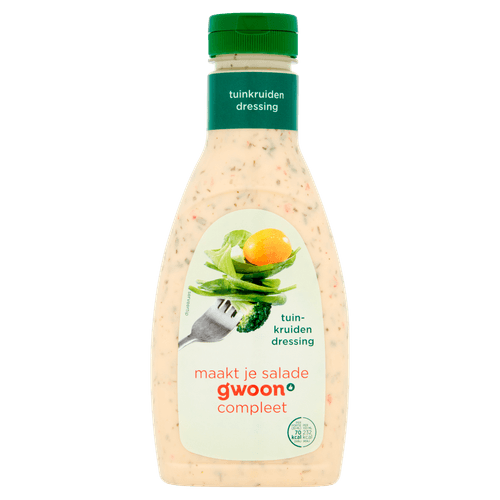 Foto van G'woon Dressing tuinkruiden op witte achtergrond