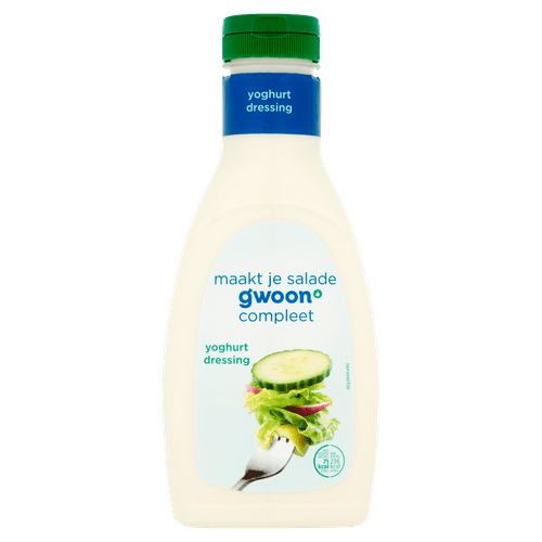 Foto van G'woon Dressing yoghurt op witte achtergrond