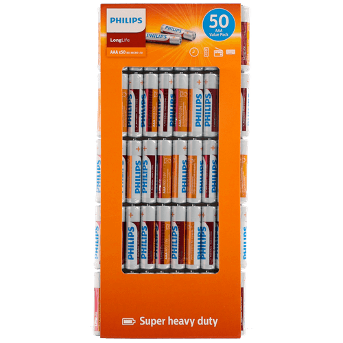 Foto van Philips Longlife batterijen AAA op witte achtergrond