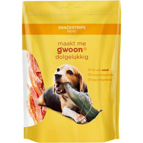 Foto van G'woon Snackstrips eend op witte achtergrond