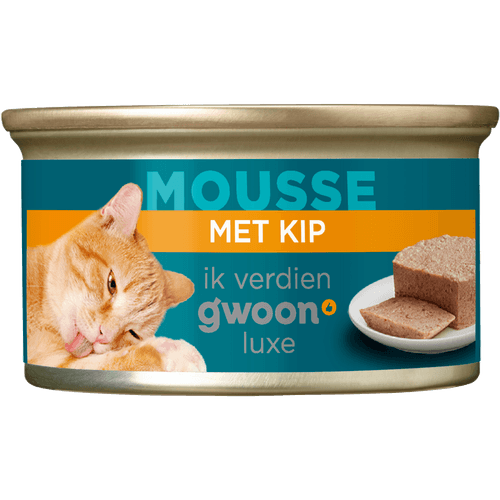 Foto van G'woon Kattenvoer mousse kip op witte achtergrond
