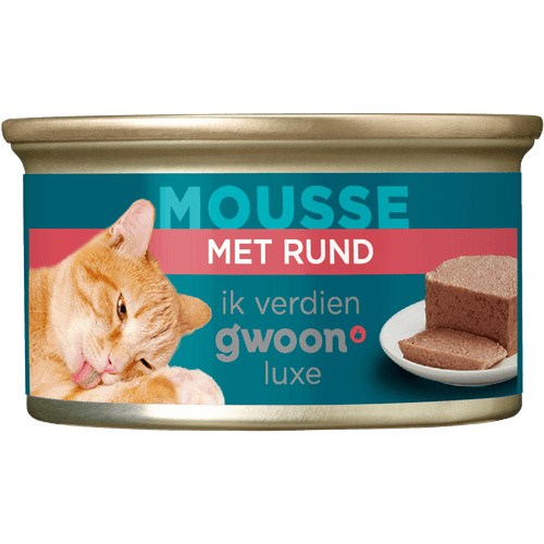 Foto van G'woon Kattenvoer mousse rund op witte achtergrond