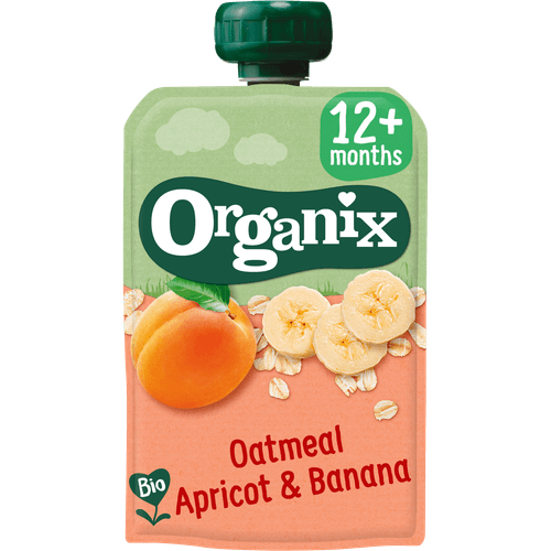 Foto van Organix Just oatmeal, apricot & banana op witte achtergrond