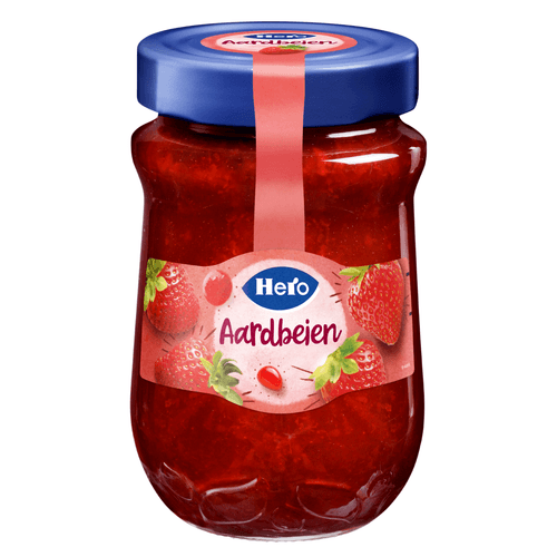 Foto van Hero Extra jam aardbeien op witte achtergrond