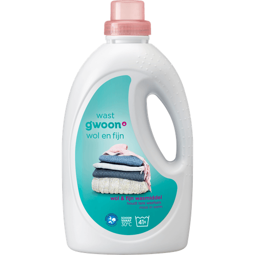 Foto van G'woon Vloeibaar wasmiddel wol & fijn 41 wasbeurten op witte achtergrond