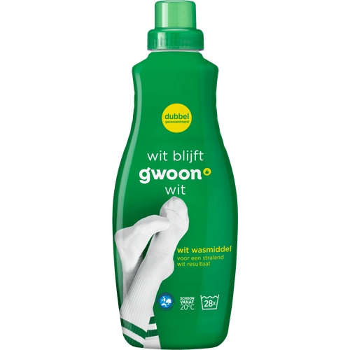 Foto van G'woon Vloeibaar wasmiddel 2x geconc. wit 28 wasbeurten op witte achtergrond