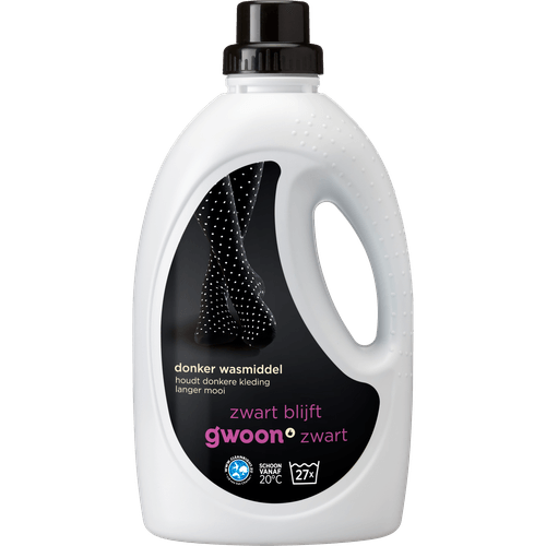 Foto van G'woon Vloeibaar wasmiddel zwart 27 wasbeurten op witte achtergrond