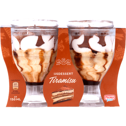 Foto van Primafrost Italiaans ijsdessert tiramisu 2 st. op witte achtergrond