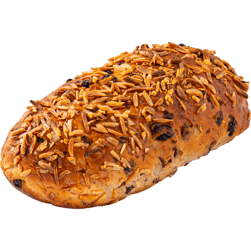 Foto van DekaMarkt Luxe notenstol met amandelspijs op witte achtergrond