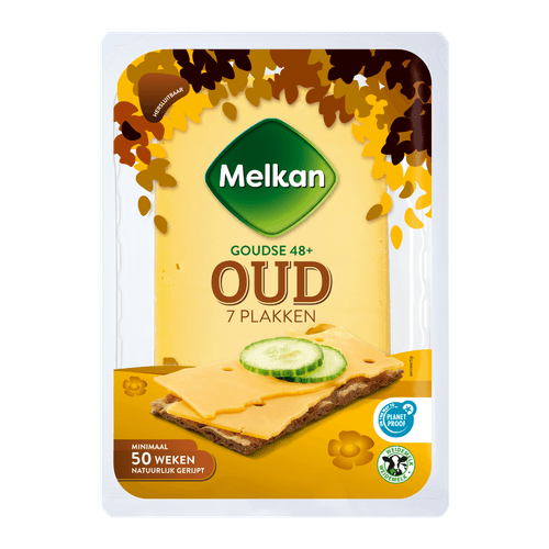 Foto van Melkan Goudse oud 48+ plakken op witte achtergrond