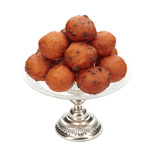 Foto van Oliebol gevuld op witte achtergrond