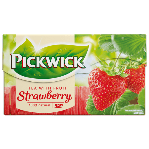 Foto van Pickwick Aardbei fruit thee op witte achtergrond