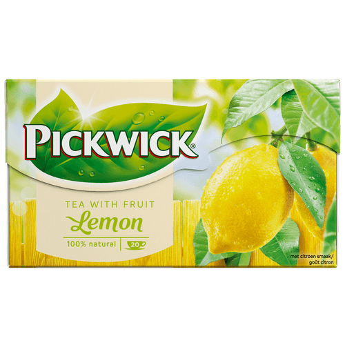 Foto van Pickwick Citroen fruit thee op witte achtergrond